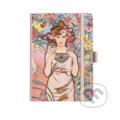 Notes A5 Premium Alfons Mucha 2027 linky Růžový (Baloušek). Baloušek, 2026