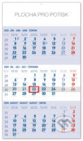 Nástenný kalendár 3mesačný štandard 2020 modrý, Presco Group, 2019