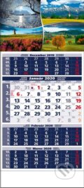 Štandard 4-mesačný modrý nástenný kalendár 2020 s motívm štyroch ročných období, Spektrum grafik, 2019