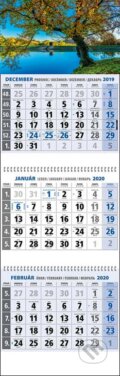 Klasik 3-mesačný modrý nástenný kalendár 2020 s motívom jazera, 2019