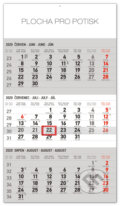 Nástěnný kalendář 3měsíční standard 2020 šedý, Presco Group, 2019