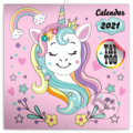 Poznámkový nástěnný kalendář Calendar 2021 (Šťastní jednorožci) (Presco Group)