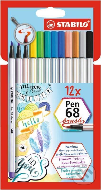 Levně Fixka STABILO Pen 68 brush sada (12 ks v púzdre)
