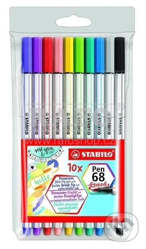 Levně Fixka STABILO Pen 68 brush sada (10 ks v poupppzdru PVC)