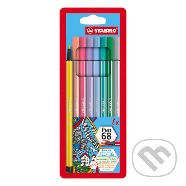 Levně Fixka STABILO Pen 68 sada 8 ks v púzdre"PASTEL"