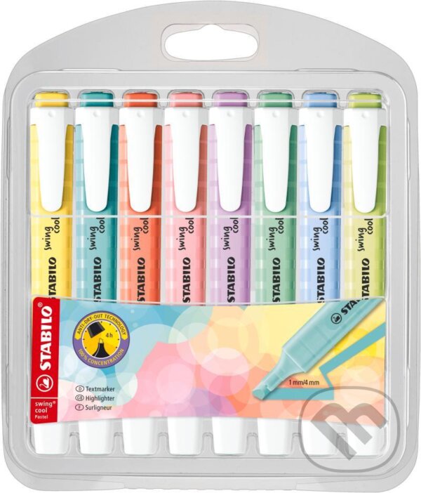 Levně Zvýrazňovač STABILO swing cool Pastel, sada 8 ks