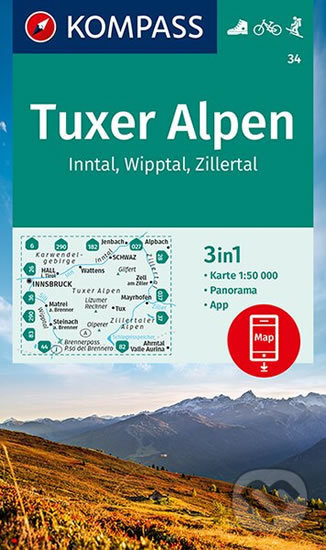 Levně Tuxer Alpen, Inntal, Wipptal, Zillertal 34 - kniha z kategorie Mapy