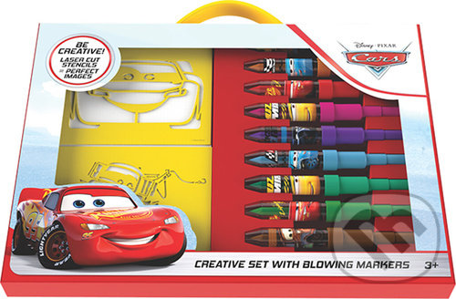 Levně Kreativní set s foukacími fixy: Auta