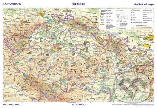 Česko - vlastivědná mapa, 1 : 1 100 000 (Kartografie Praha). Kartografie Praha, 2021