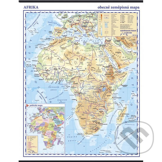 Afrika - obecně zeměpisná mapa 1:10 mil., Kartografie Praha, 2018