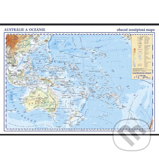 Austrálie a Oceánie - školní nástěnná zeměpisná mapa 1:13 mil./136x96 cm, Kartografie Praha, 2006
