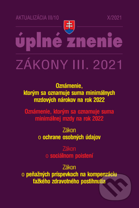 Aktualizácia III/10 - Minimálna mzda a minimálne mzdové nároky, Poradca s.r.o., 2021