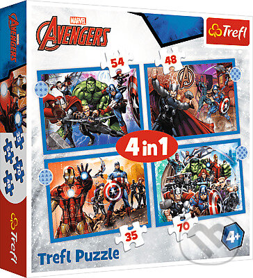 Levně Odvážni Avengeri / Disney Marvel The Avengers 4v1 - puzzle z kategorie 15 – 60 dielikov
