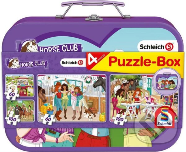 Levně Schleich Horse club 4v1 (Puzzle v plechovém kufříku) - puzzle z kategorie 60 – 300 dielikov