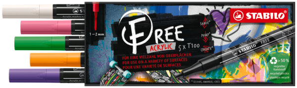 Levně STABILO FREE Acrylic - T100 Okrúhly hrot 1-2mm - Spring