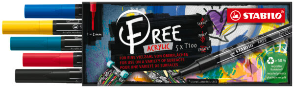 Levně STABILO FREE Acrylic - T100 Okrúhly hrot 1-2mm - Royal