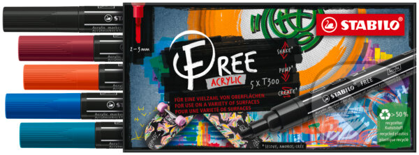 Levně STABILO FREE Acrylic - T300 Okrúhly hrot 2-3mm - Urban