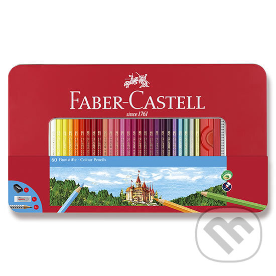 Levně Pastelky Castell set 60 ks farebné s okienkom (plechová krabička)