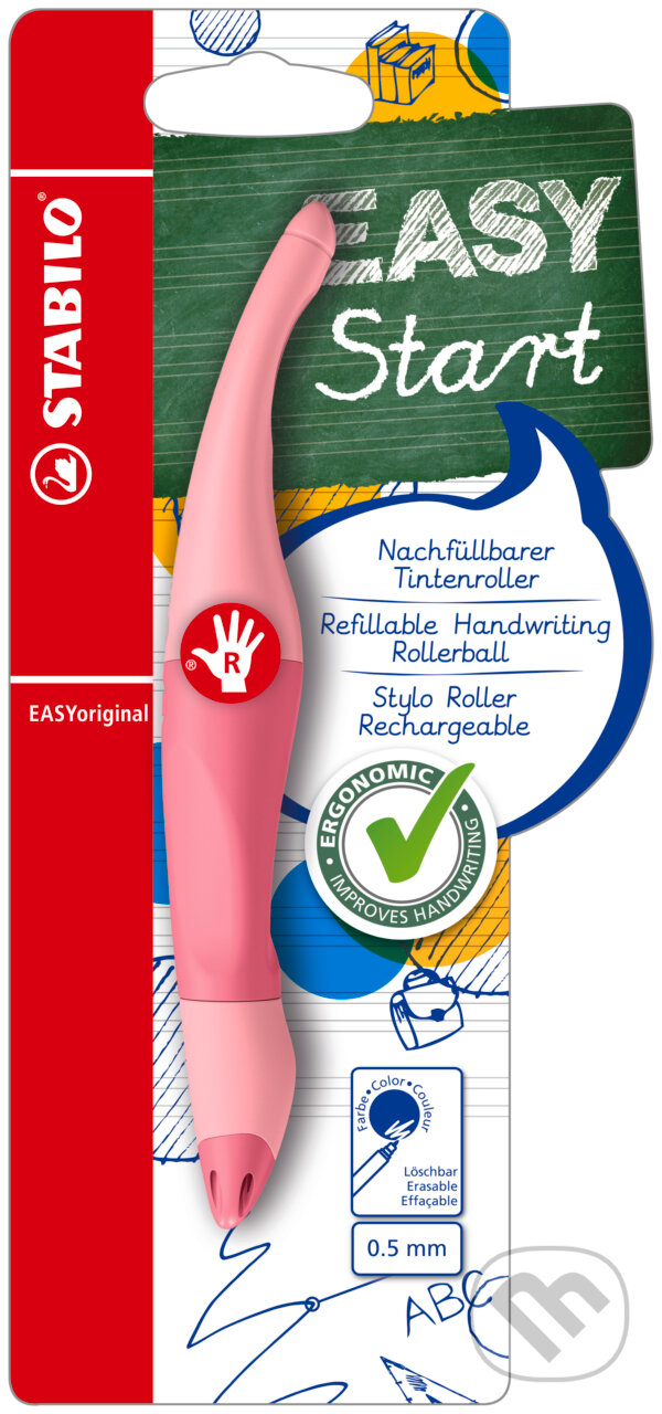 Levně Ergonomický roller pre pravákov - STABILO EASYoriginal Pastel pastelová ružová
