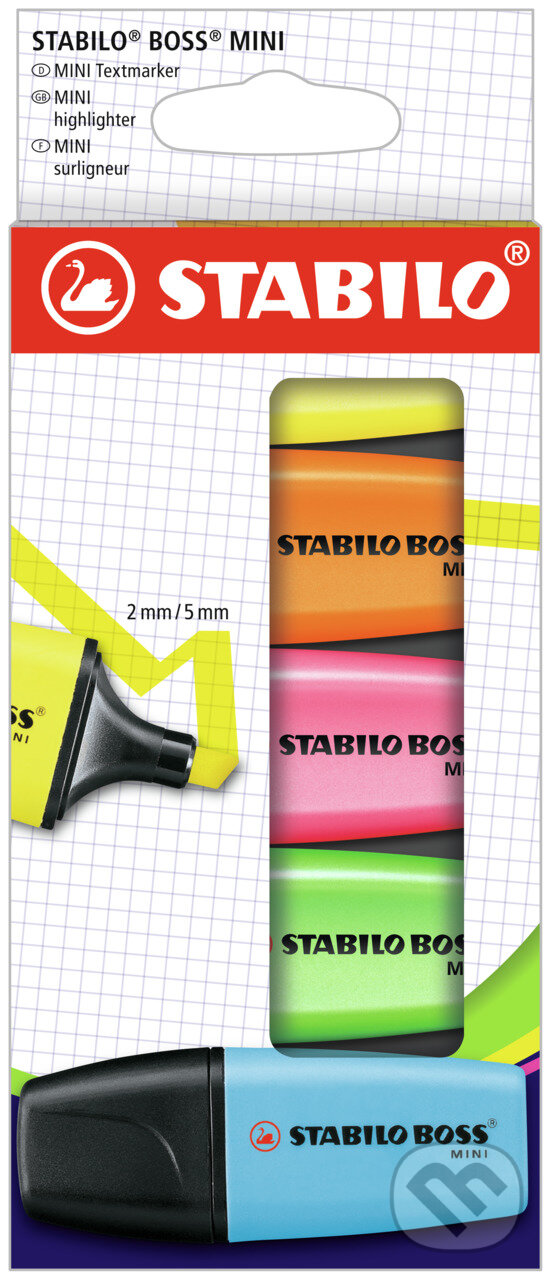 Levně Zvýrazňovač - STABILO BOSS MINI - 5 ks balenie (s 5 rôznymi farbami)