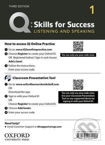 Levně Q: Skills for Success: Listening and Speaking 1 - Teacher´s Access Card, 3rd - kniha z kategorie Jazykové učebnice a slovníky