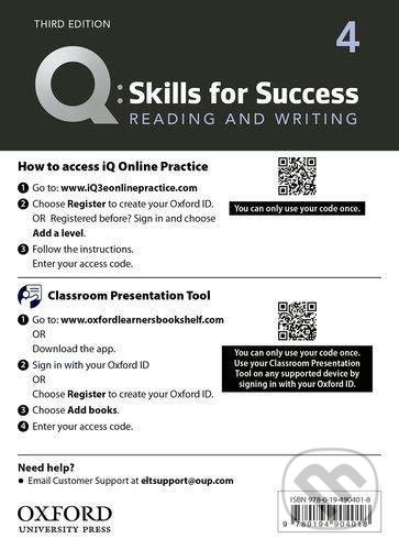 Levně Q: Skills for Success: Reading and Writing 4 - Teacher´s Access Card, 3rd - kniha z kategorie Jazykové učebnice a slovníky