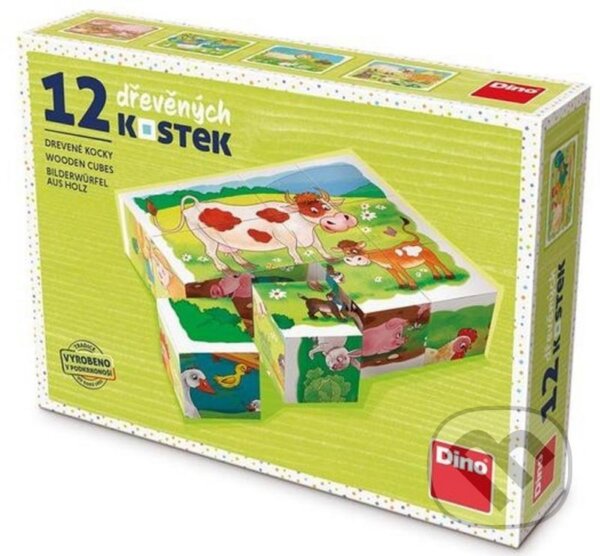 Spoločenská hra: Na Farmě - Dřevěné kostky 12 ks (Dino). Dino, 2022