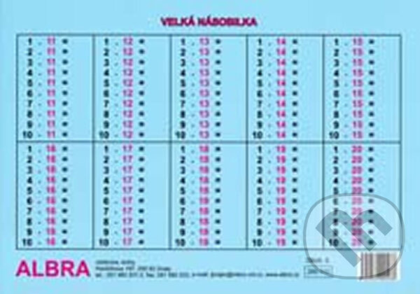 Kniha: Velká násobilka (Tabulka formát A4) (ALBRA). ALBRA, 1995