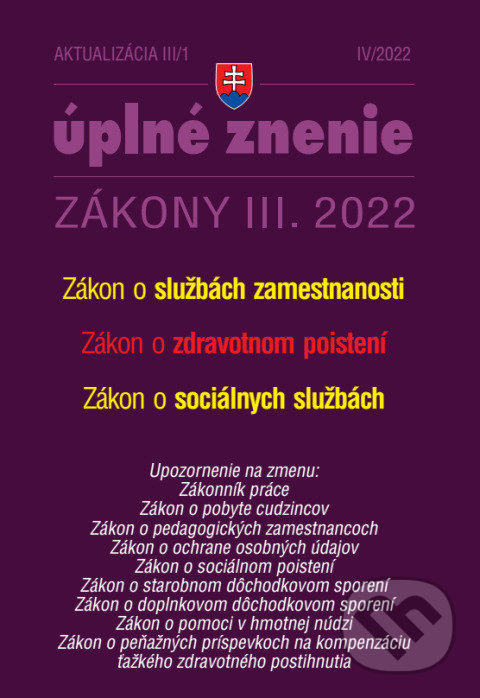 Levně Aktualizácia III/1/2022 - Služby zamestnanosti, Zdravotné poistenie - kniha z kategorie Právo