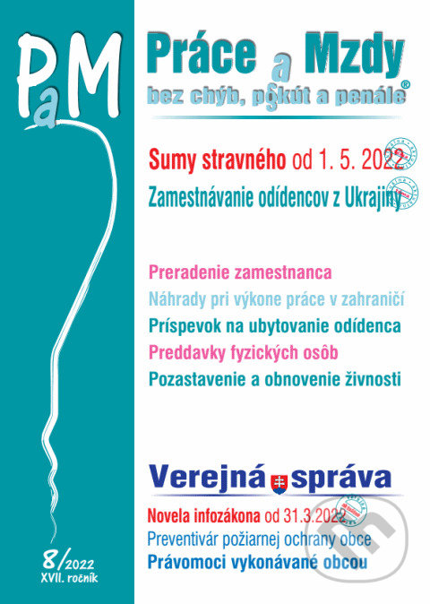 Levně Práce a Mzdy č. 8 / 2022 bez chýb, pokút a penále - Stravné od 1. 5. 2022