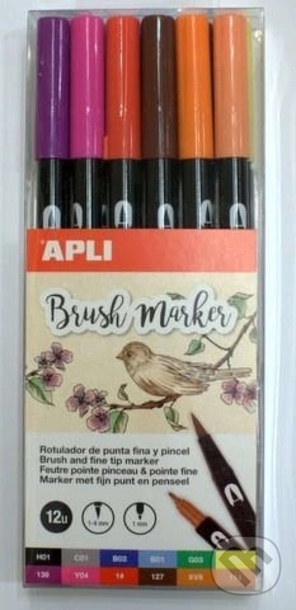 Levně Apli Brush Duo sada fixů 12 ks