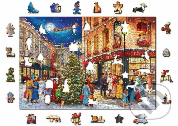 Levně Vánoční ulice 2v1, dřevěné - puzzle z kategorie Ostatné
