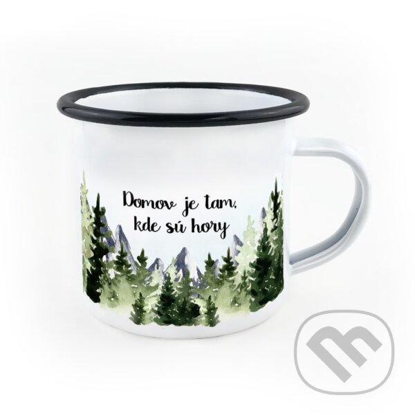 Levně Smaltovaný hrnček Domov je tam