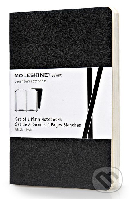 Moleskine - sada 2 malých čistých zápisníkov Volant (mäkká väzba) - čierny, Moleskine
