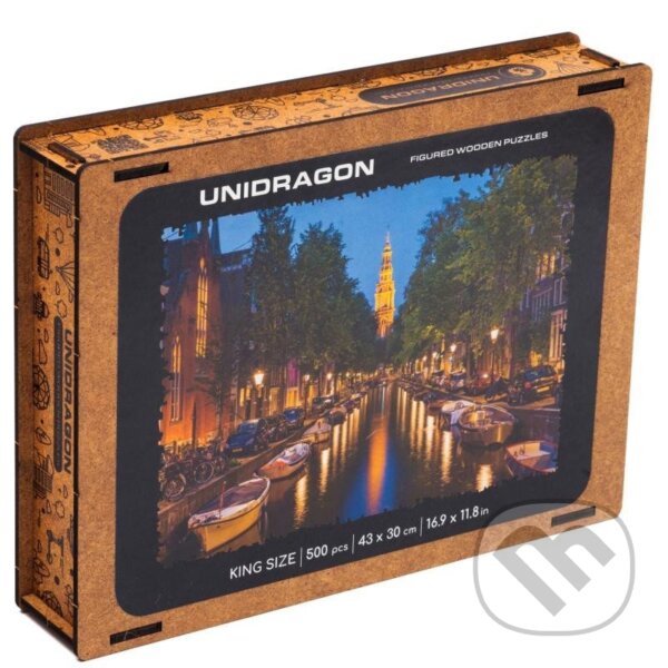 Levně Večerný Amsterdam L (Unidragon drevené puzzle) - puzzle z kategorie Mestá a stavby