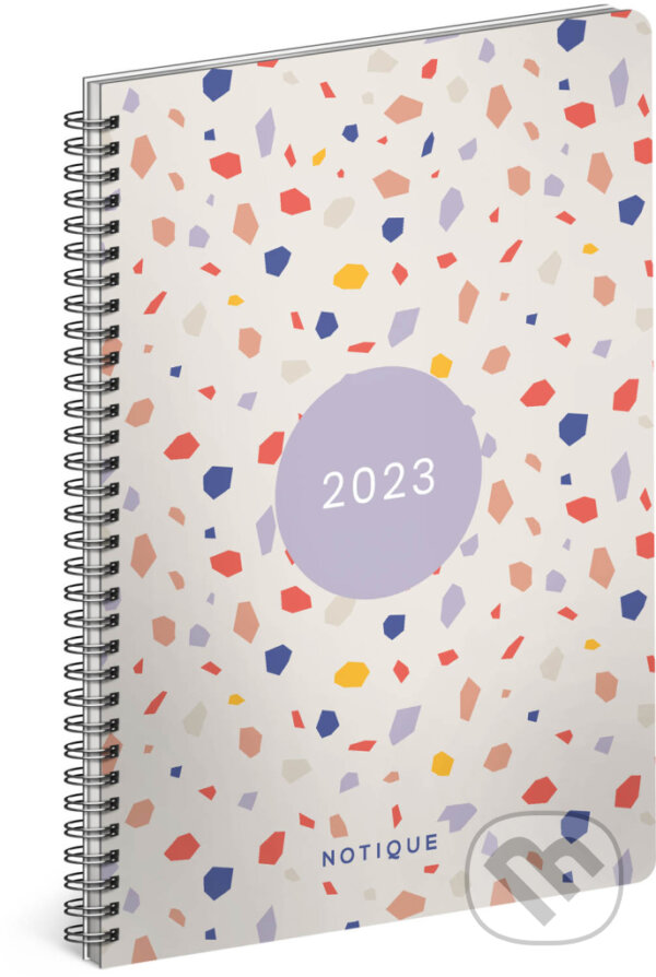 Měsíční spirálový diář 2023 Terazzo, Notique, 2022