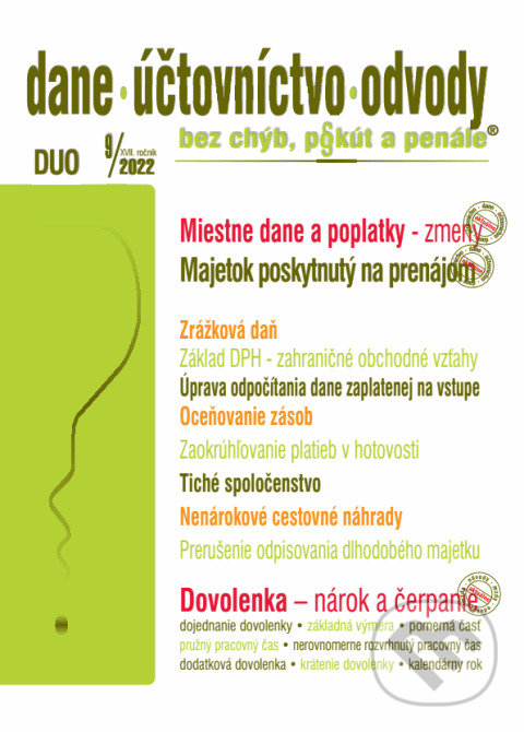 Levně Dane, účtovníctvo, odvody č. 9/2022 bez chýb, pokút a penále - kniha z kategorie Účtovníctvo a dane