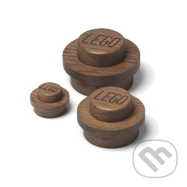 LEGO drevený vešiak na stenu, 3 ks (tmavé drevo), LEGO, 2022