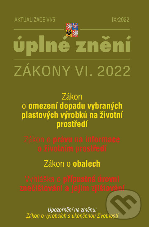 Levně Aktualizace VI/5 / 2022 - Zákon o obalech (Zákon o omezení dopadu vybraných plastových výrobků na životní prostředí)