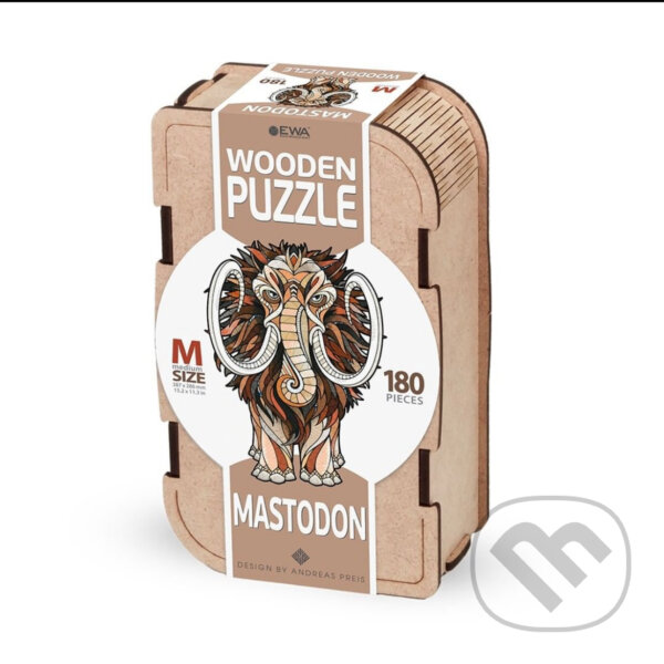 Levně Drevenné puzzle – mamut veľkosť M drevený box - puzzle z kategorie 3D puzzle