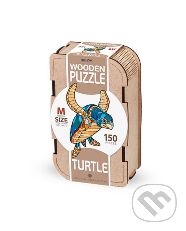 Levně Drevenné puzzle – korytnačka veľkosť M v drevenom boxe - puzzle z kategorie 3D puzzle