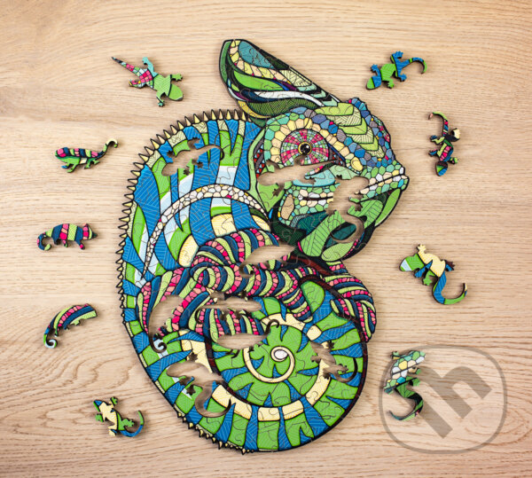 Levně Drevené puzzle – chameleón veľkosť M - puzzle z kategorie 3D puzzle