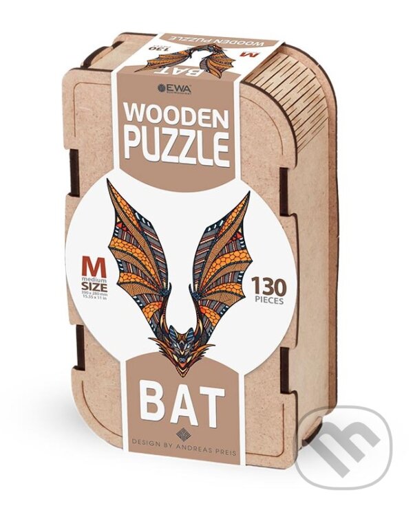 Drevenné puzzle – netopier veľkosť M drevený box, ECO WOOD ART, 2022