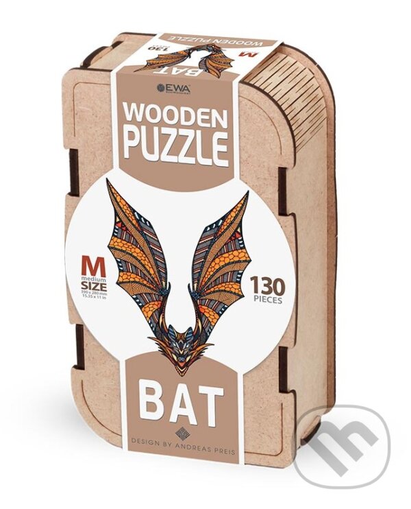 Levně Drevenné puzzle – netopier veľkosť M drevený box - puzzle z kategorie 3D puzzle