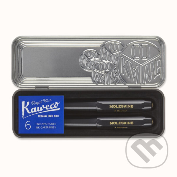 Levně Moleskine - sada 2 pier Moleskine X Kaweco (čierne plniace pero + čierne prepisovacie pero s modrou náplňou (1,0 mm))