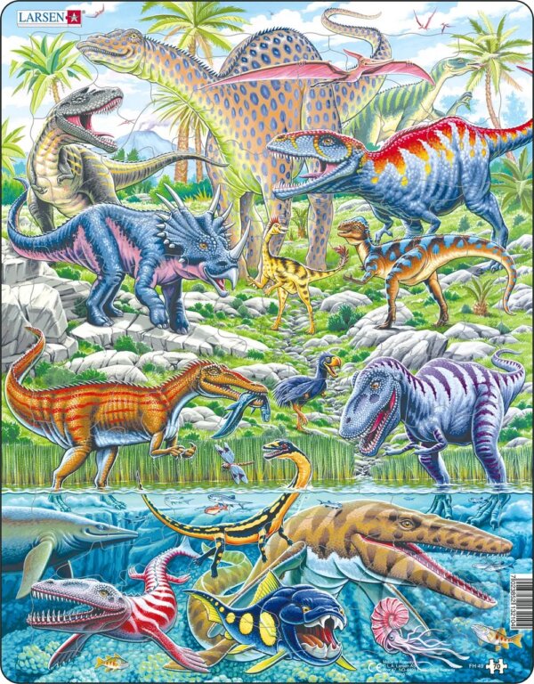 Levně Dinosaury (FH49) (lietajúce, bežiace, potápajúce) - puzzle z kategorie Náučné puzzle