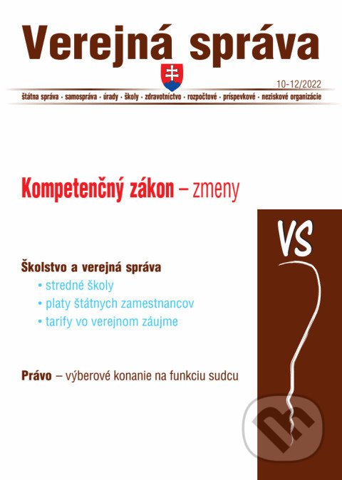 Levně Verejná správa č. 10-12 / 2022 - Kompetenčný zákon - kniha z kategorie Právo