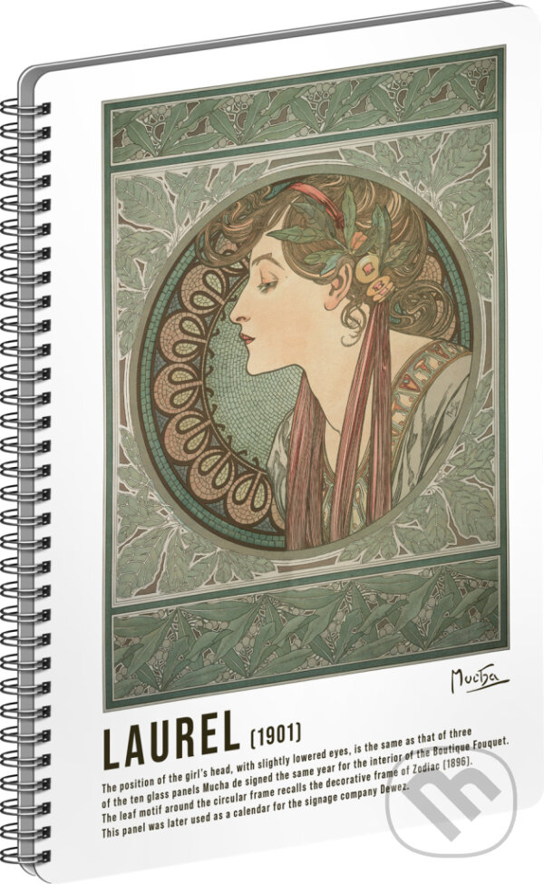 Levně Spirálový blok Alfons Mucha - Laurel (linkovaný, A5)