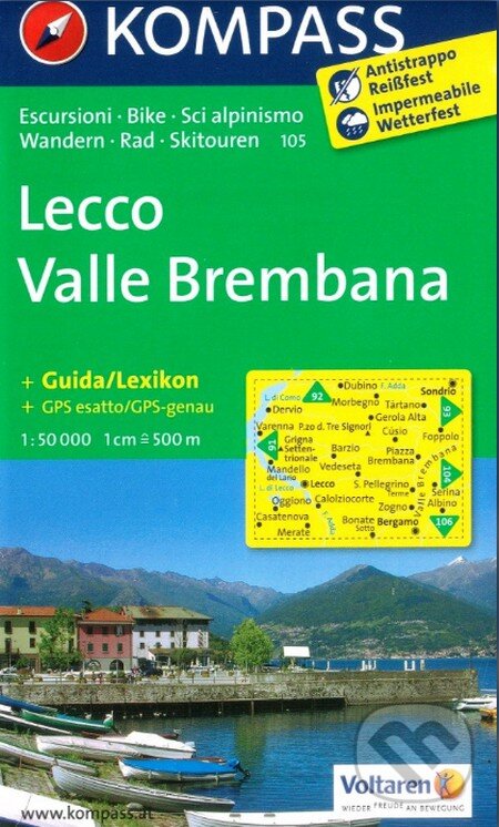Levně Lecco / Valle Brembana (mapa 105, 1:50 000)