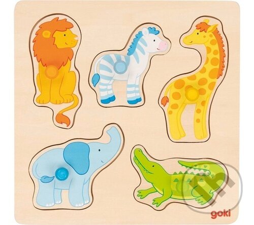 Puzzle pro nejmenší - Úchyt, Safari, 5ks (Goki)